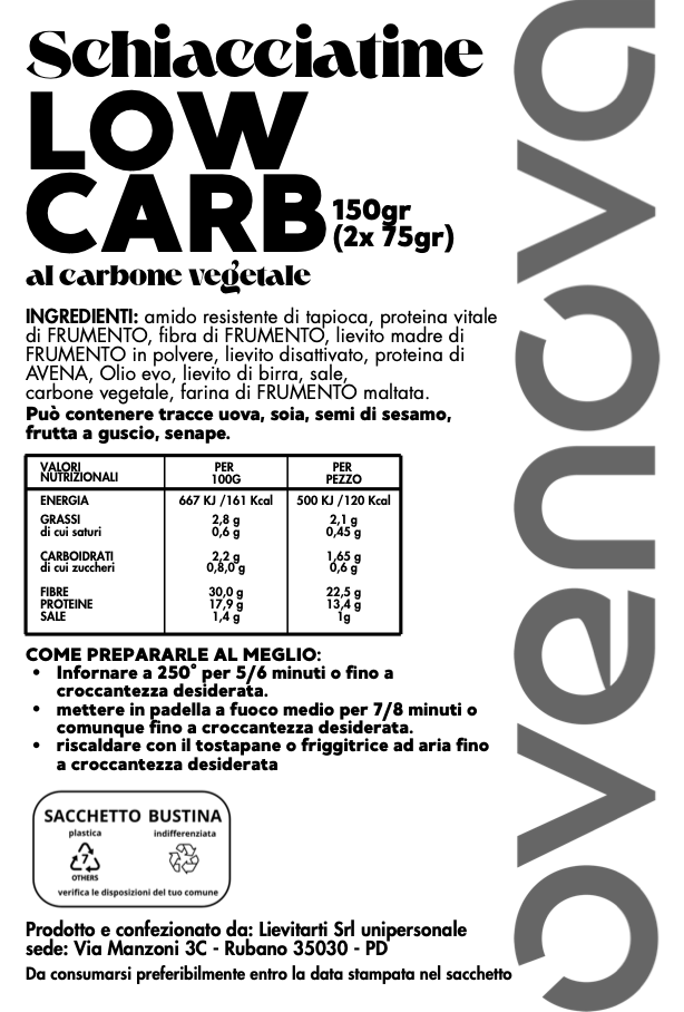 Schiacciatine LOW CARB al carbone vegetale - 2 pezzi